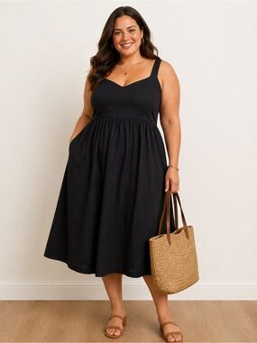 J.Crew Black Flowy Midi Dress Plus Size 3X 🖤